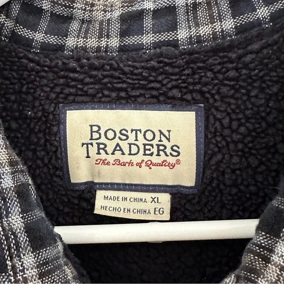 Boston Traders Blue Plaid Sherpa Fleece Lined Shacket Flannel Jacket XL Gorpcore - Picture 2 of 6
